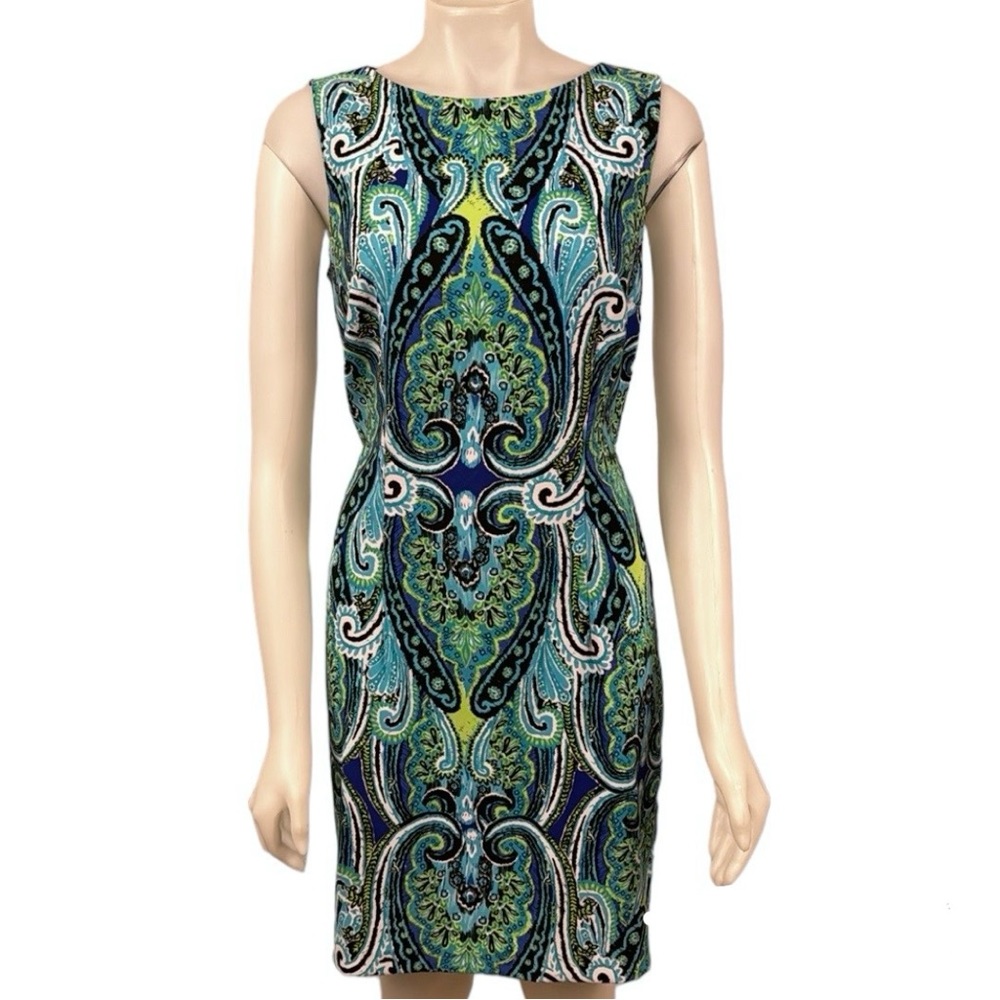 Shift Dress Womens Blue Green Paisley Summer Spring Dress by AB Studios Size 12